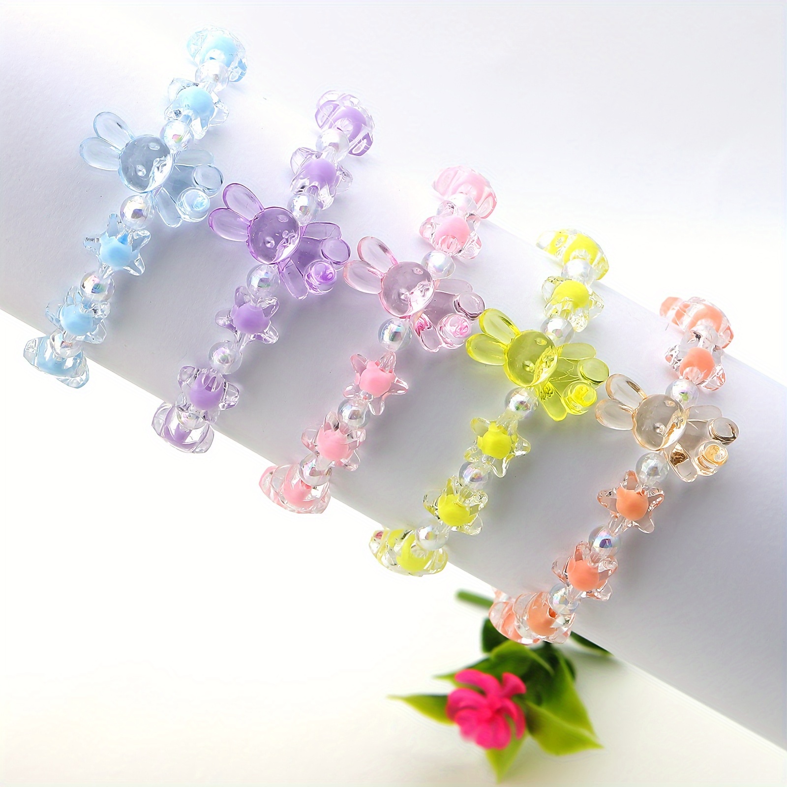 

A Cute Bead Bracelet Made Of Y2k Blue, Purple, Pink, Yellow, And Orange Acrylic , Perfect As A Birthday Gift For Daughters And Granddaughters, Suitable For Birthday Parties And Holiday Presents.