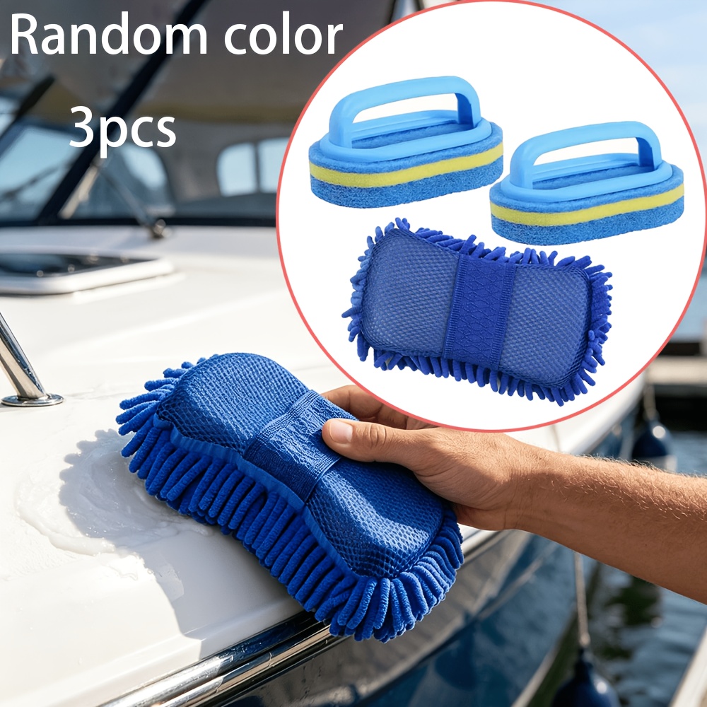 TEMU 3pcs Random Color Cleaning Sponge Set, Made Of High-density Material, With Strong Stain Removal Function, Wear-resistant, Durable And Easy To