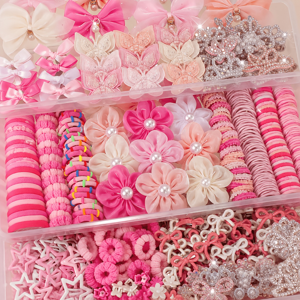 917pcs Pink Kawaii Hair Accessories Set