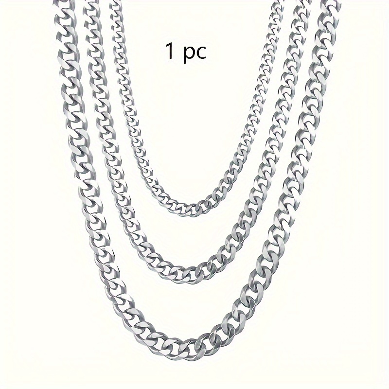 Wide Stainless Steel Chain Men's Unisex Silvery Link Chains Chokers Necklace 3mm 5mm 7mm