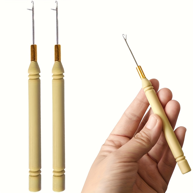 2pcs pulling hook needle crochet   hook needle hair extensions loop tool for beads and feathers extensions