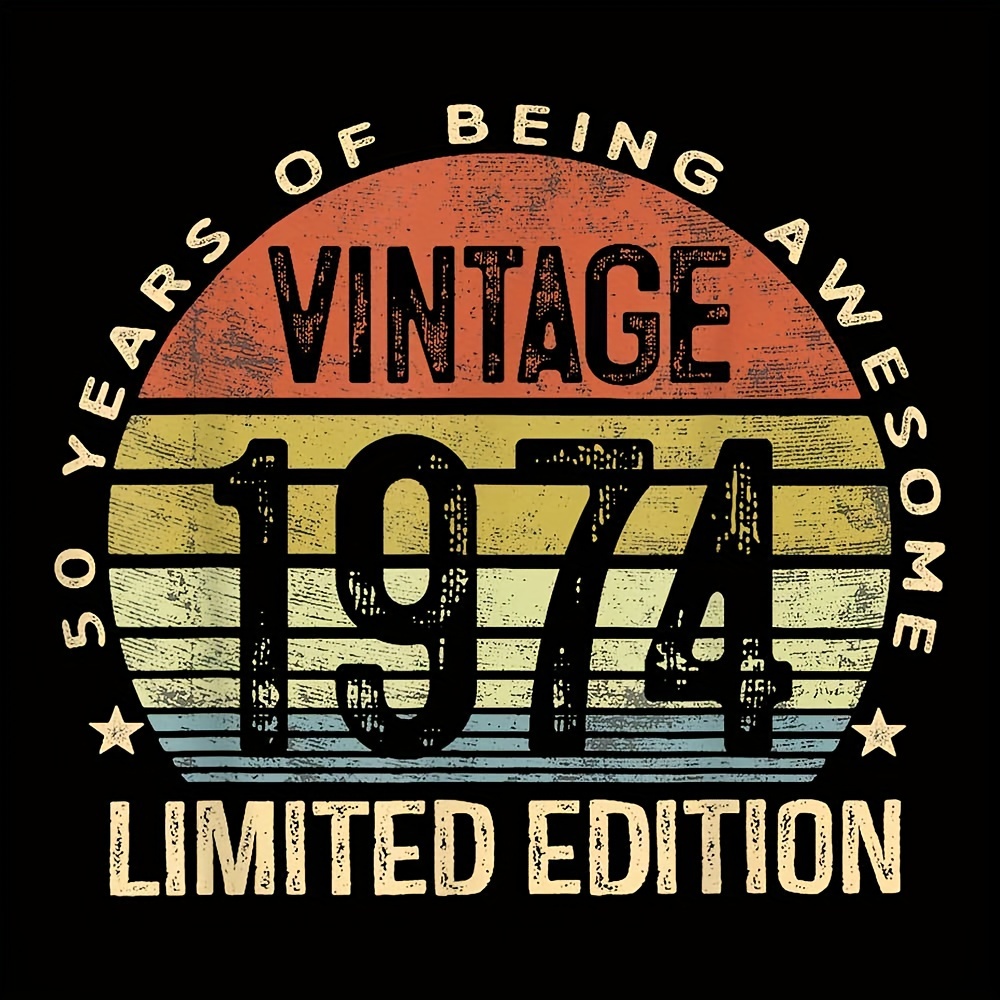 

1pc 1974 Limited Edition Sticker For T-shirts, Sweatshirts, Hoodies, Heat Transfer Sticker For Men