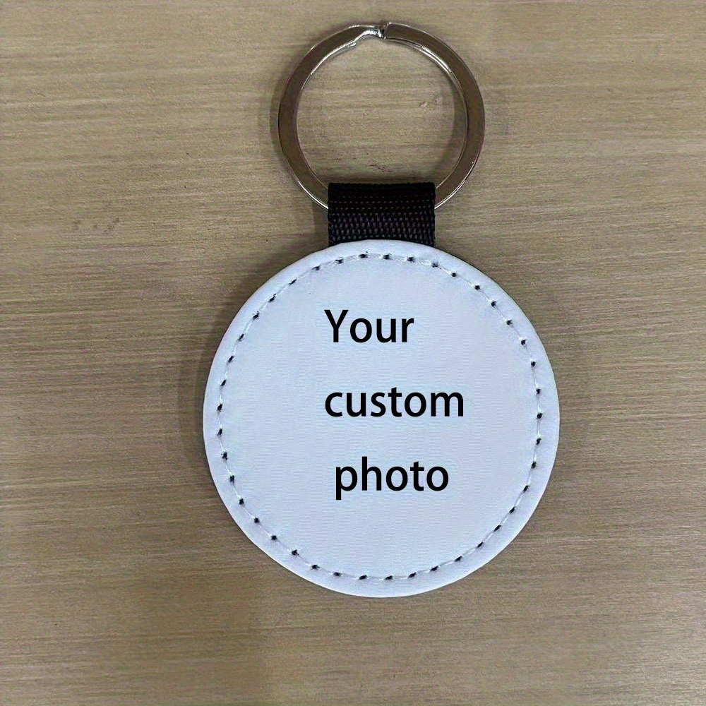 TEMU 1pc Customized Photo Keychain - Personalized Faux Leather Keychain With Heat Sublimation Printing, Unique Gift For Family, &