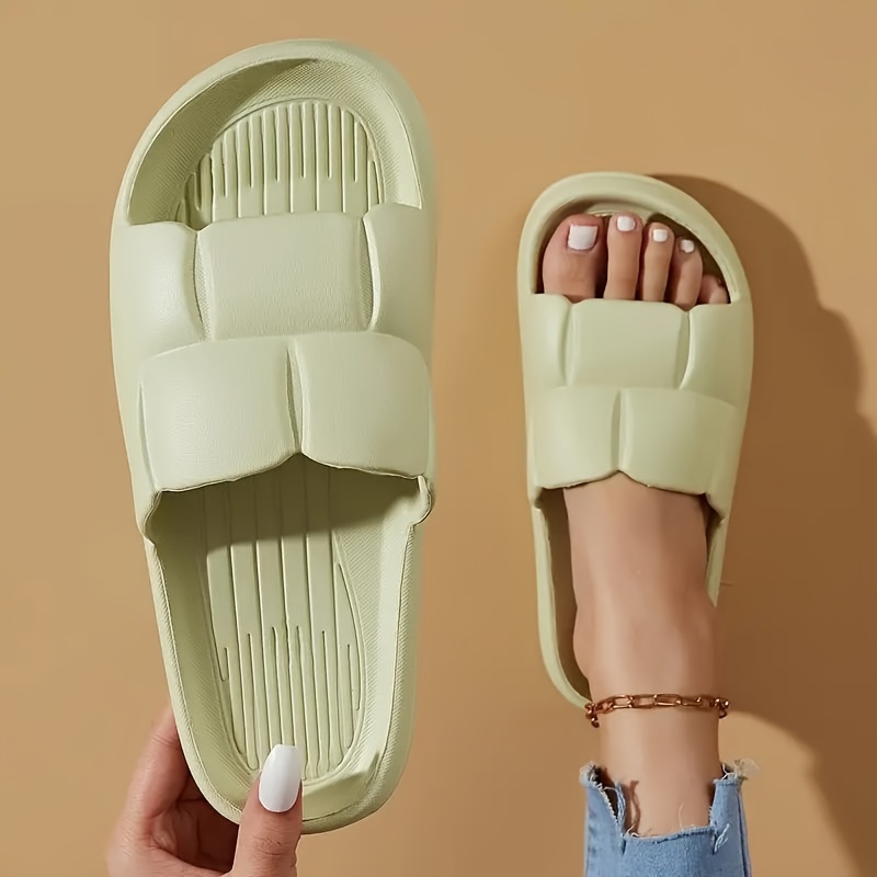 Women's Thick Sole Non-Slip EVA Slides, Casual Solid Color All-Season Slip-On Sandals for Beach and Indoor Use, Summer Sandals