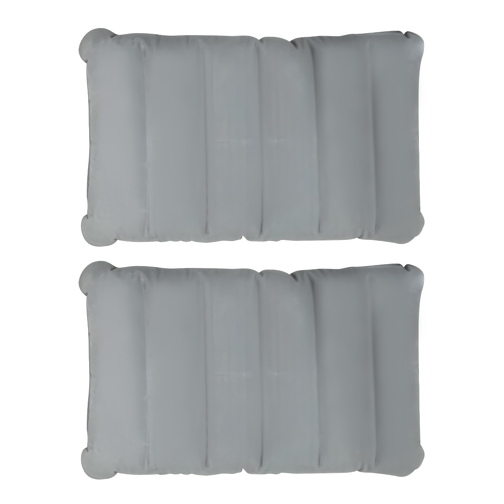 E-shop 2er-Pack aufblasbare zusammenklappbare Kissen, weiche, bequeme PVC-Luftpolster mit Samtstoff, tragbare Nacken- und Lendenstütze für Camping,