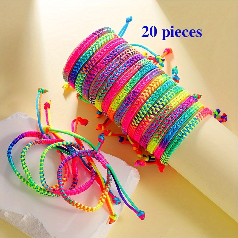 TEMU 20pcs 1set Handmade Braided Rope Bracelet Adjustable Size Bracelet For Boyfriend And Girlfriend - Set Bracelet Suitable For And