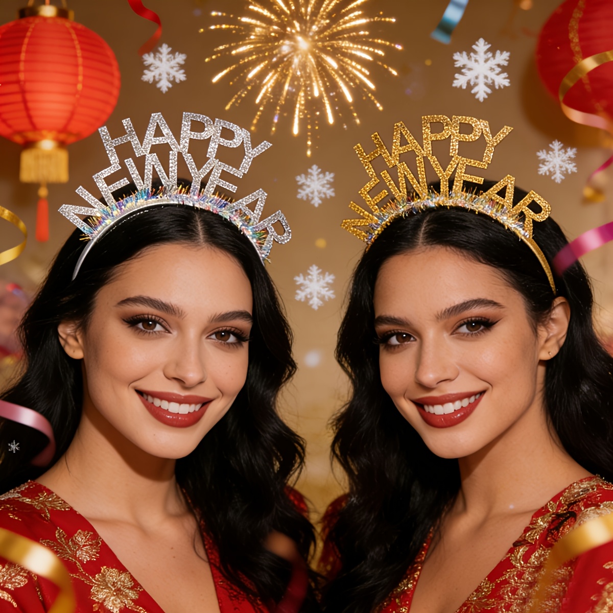 TEMU 2pcs Happy Headbands For Christmas, Halloween, Thanksgiving, New Year's Eve Parties And Gatherings, Elegant And Styling, The For Enhancing