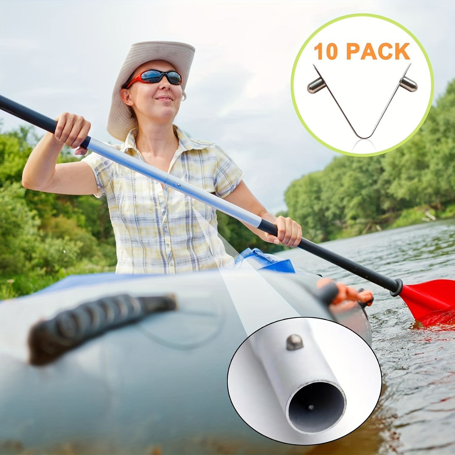 10pcs Double Button Kayak Paddle Spring Clips
