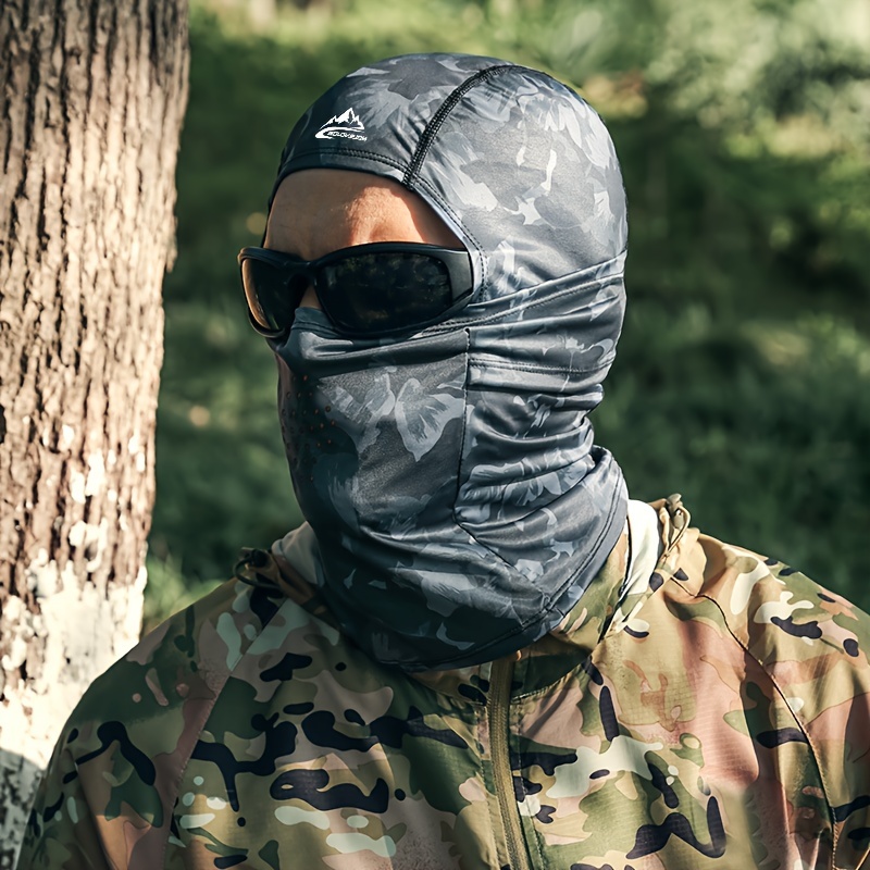 A Summer Tactical Camouflage Hood for Men And Women, Suitable for Outdoor Fishing, Sun Protection, Cycling, Made of Breathable .