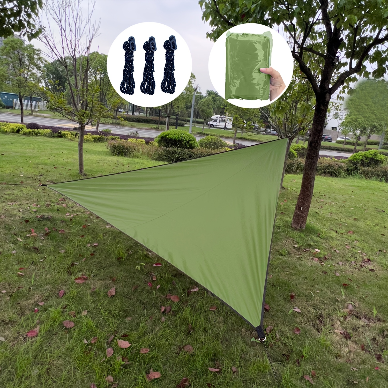 TEMU Extra Large Triangular Outdoor Sunshade - Uv Protection Light Blocking - Blue/dark Green/orange/grey - Large Balcony Sunshade - Sturdy Frame