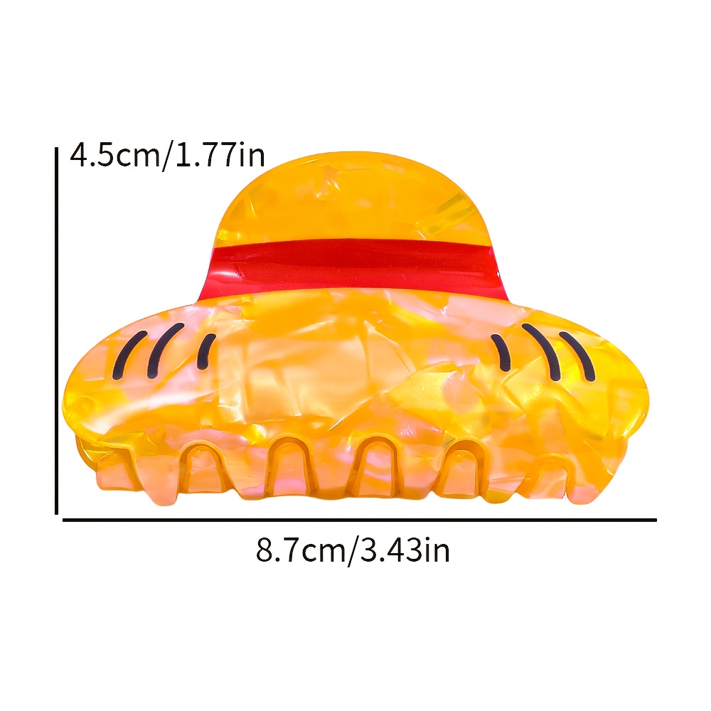 E-shop Cartoon-Anime-Krallenclip, Haarspange im gelben Strohhut-Design, einfacher stilvoller Haifisch-Clip für Hochsteckfrisuren. Geeignet für