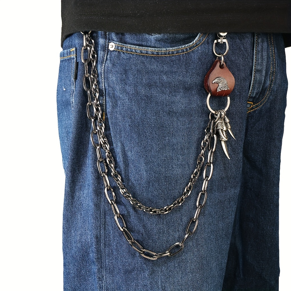 

Men' Punk Hip Hop Street Dance Chains, Steel Double Large Size Waist Chain, Stylish Accessory