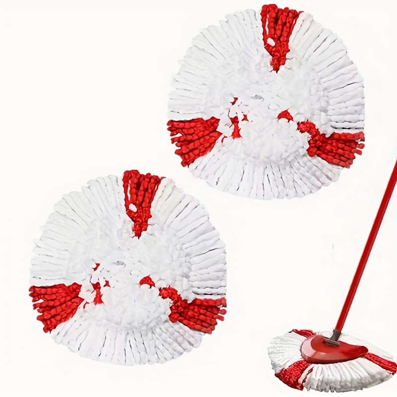 TEMU 1pc/2pcs Replacement Mop Head, Red And White Triangular Mop Head, Rotatable, Washable, And Reusable Mop Head