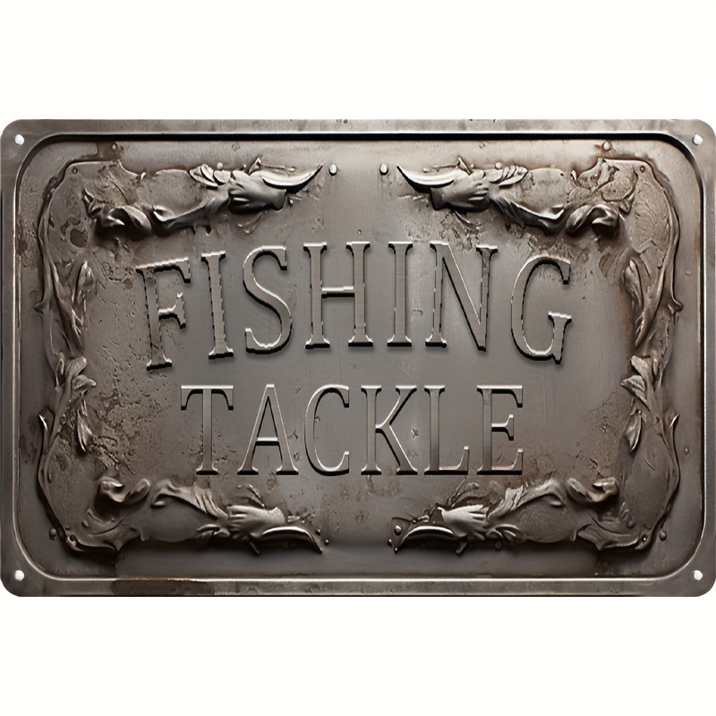 fishing Fackle Tin Sign Interesting Retro Dense Aluminum - Temu