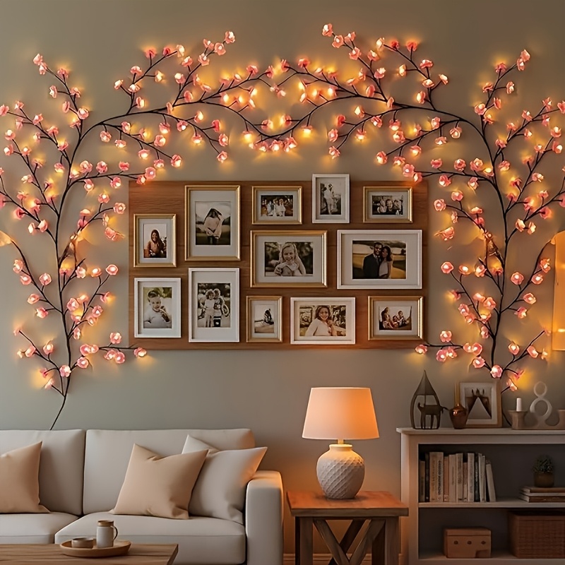 48/72/96/144 Light Flexible Willow Wicker Vine String Lights, Branch Vine String Lights, 1.2m/1.6m//2., 8-mode Wicker Decorative Lights, Room Glow Ambient Light, Party Holiday Decorative Lights