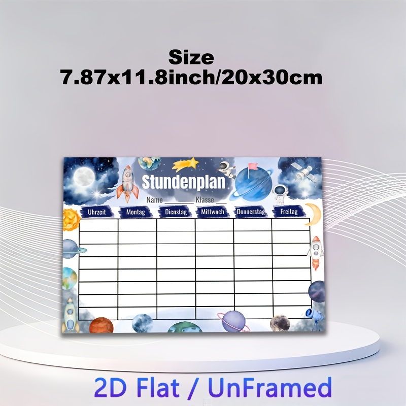 TEMU 2D Flach, 2D Flach, 2D Flach . Leinwand Kunstdruck Poster Ungerahmt, Stundenplan bis zu Stunden pro Schultag DIN Grundschul-Stundenplan Deutsch,