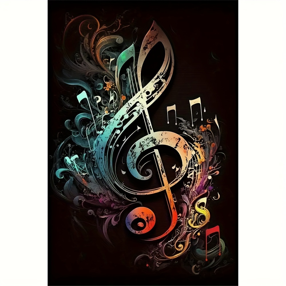 

Diy 5d Kit - Musical Notes Design, Embroidery Art, Canvas Wall Decor For Home & Kitchen, Craft Gift Idea