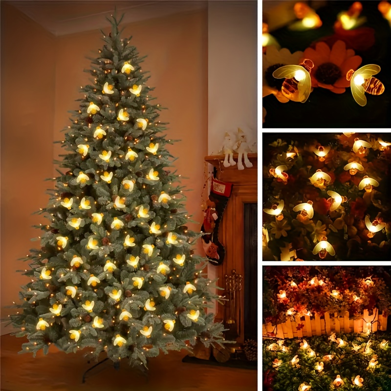 E-shop 1 Lichterkette, solarbetriebene Bienenlichter-Kette, Garten-Balkon-Dekorationsbeleuchtung für draußen, Glühwürmchen-Lichterkette, ideal für