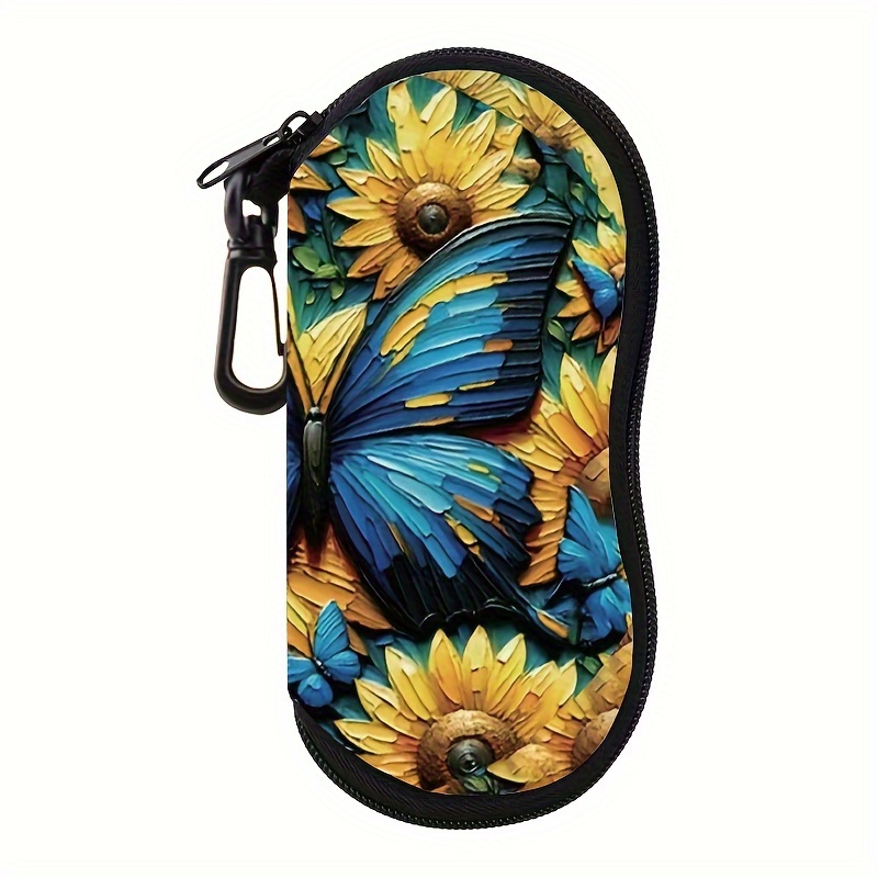 

Chic Butterfly Mural Waterproof Neoprene Glasses Case - Soft, Portable Fashion Glass & Pouch For Women