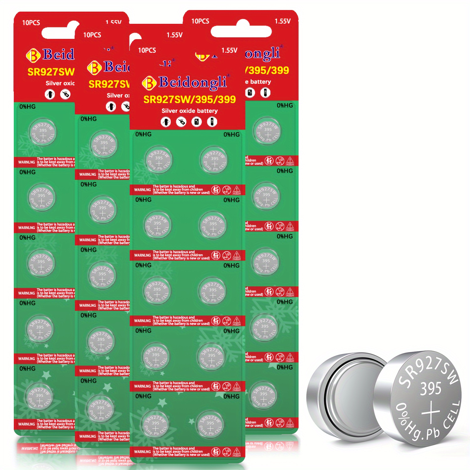 TEMU Beidongli Sr927sw 395 399 Ag6 Battery 1.55v High Capacity Button, 20pcs/40pcs