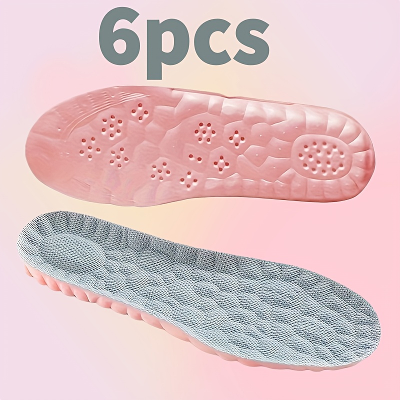 TEMU Lot de 6 semelles de sport unisexes en éponge ultra-douce, absorbant la transpiration, respirantes et -odeurs, au design , assurant un confort