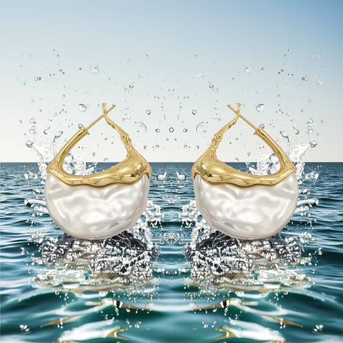 a semi circular shaped baroque pearl inlaid handmade vintage earrings c word daily casual party party gifts fashion ladies earrings multi ltem party favor packs