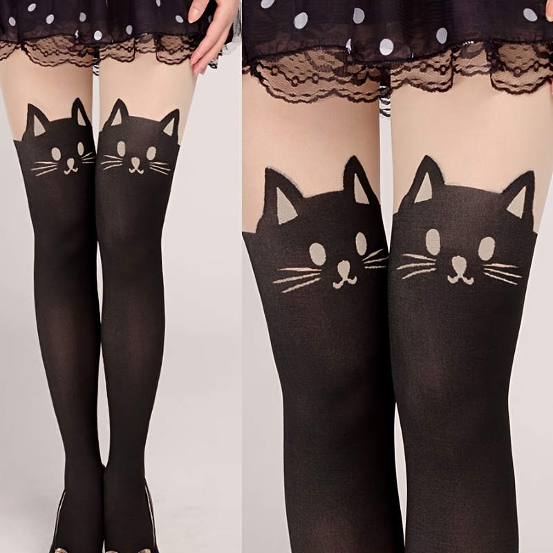 

Cute Cat Pattern Tights, Soft & Comfort Anti-hook Slimming Pantyhose, Women's Stockings & Hosiery