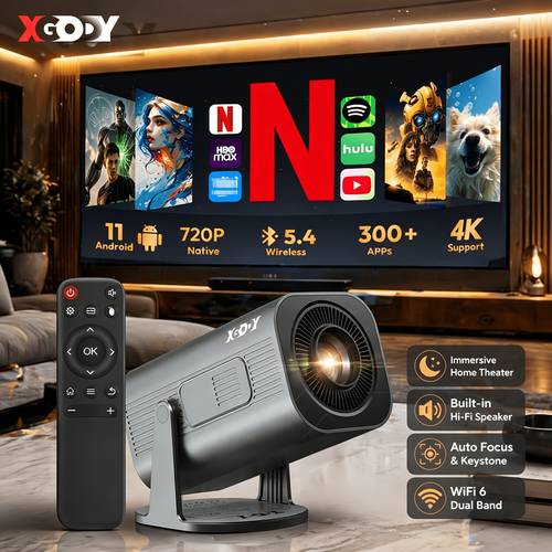 portable projector with 11 dual wifi6 260ansi brightness local 1280x720p hd 4 one hand operation flexible 180 projection angle home theater mini projector
