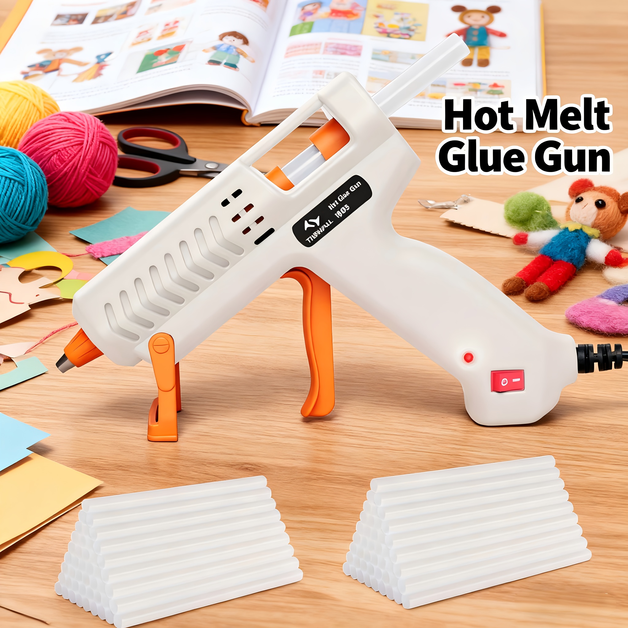 TEMU White Hot Glue Gun Kit, 50w Fast Preheating Gun With 75 Glue Sticks (130mm X 7mm) -fast Heating Craft Glue Gun, Perfect For Crafting, Diy, Art,