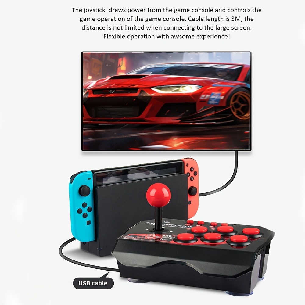 

Ns002 Arcade Fighting Keyboard, Features A Long Connection Cable, Continuous Hitting, 3d Joystick, 6 Buttons, , Compatible With Switch/ps3/pc/, Without Battery