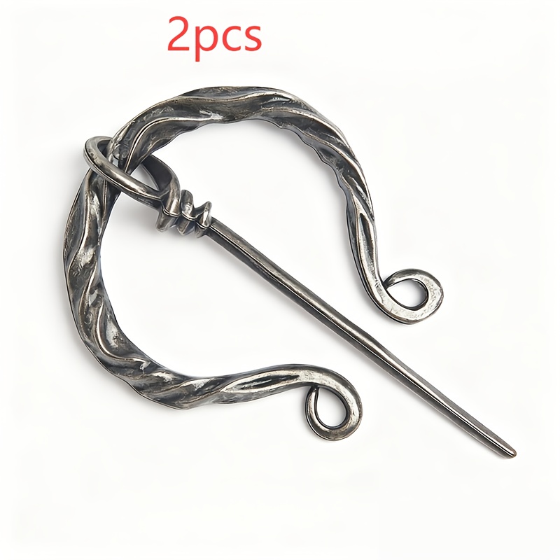 Image of 2pcs Retro Rattan Clips, Golden & Silvery Color, Scarf/shawl/cape Fasteners, Unisex Fashion Accessories