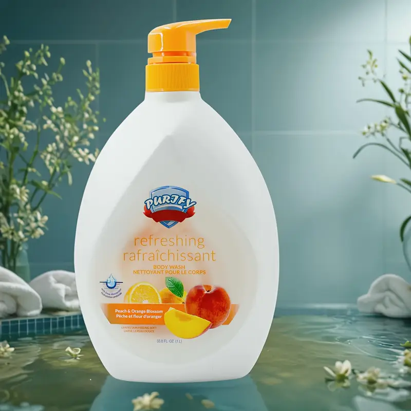 peach fruit fragrance body wash peach for a shower experience contains for gentle exfoliation suitable for types and with use who a sweet scent Product details 2