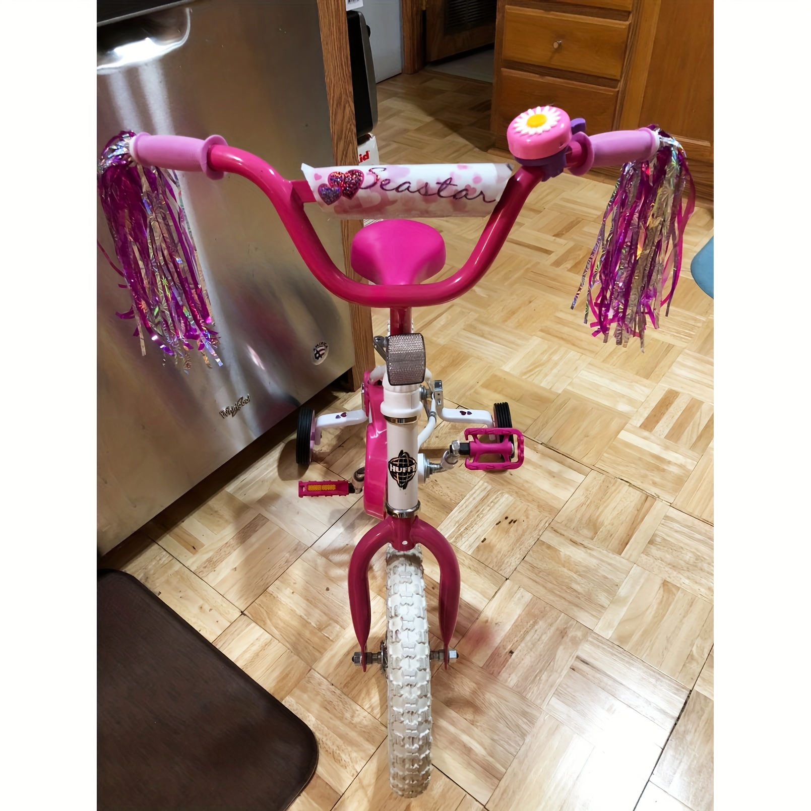 1pc Flower Bicycle Bell with 2pcs Handlebar Streamers Purple, Daisy  Design, Durable Bike Accessories for Balance Bikes, Scooters, Christmas,