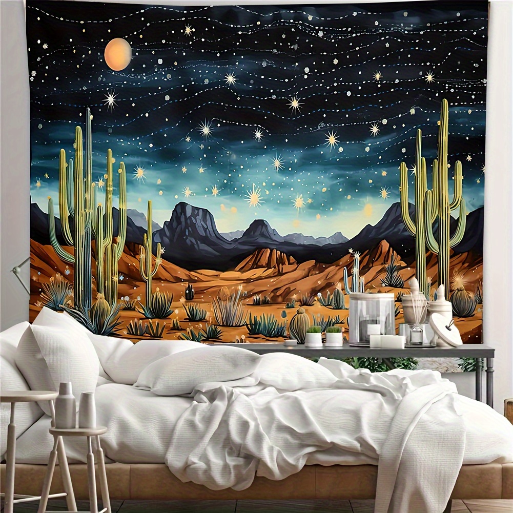 

1pc Tapestry, Polyester Blacklight Tapestry, Desert Cactus Tapestry, Wall Hanging For Living Room Bedroom Office, Home Decor Room Decor Party Decor