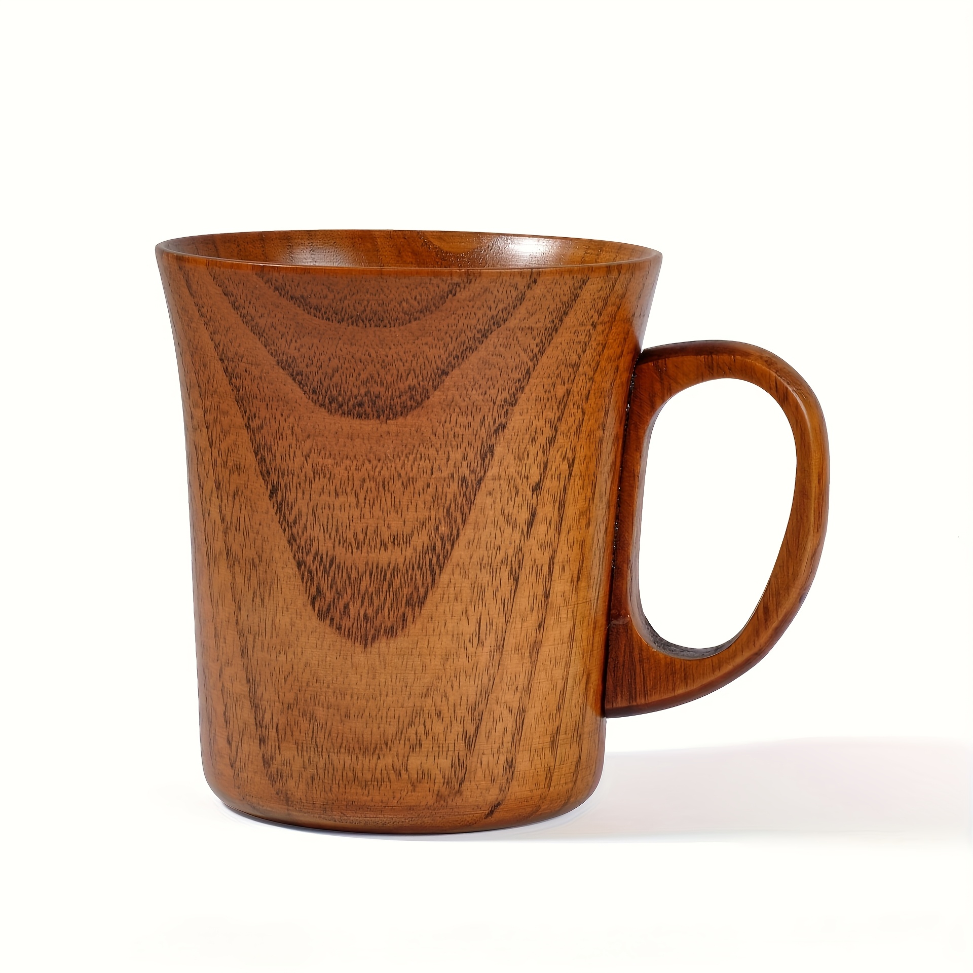 Rustic Wooden Tea Cup With Handle - Perfect For Coffee, Beer, And Milk | Comfortable And Cute, Hand Wash Only, Reusable, High-quality Drinkware