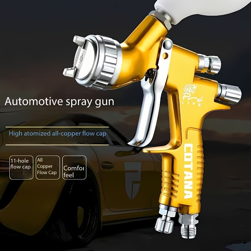 this high end   automotive spray gun features a standard 1 3mm nozzle and an anodized   body making it suitable for base coats and clear coats   atomization and   application 0