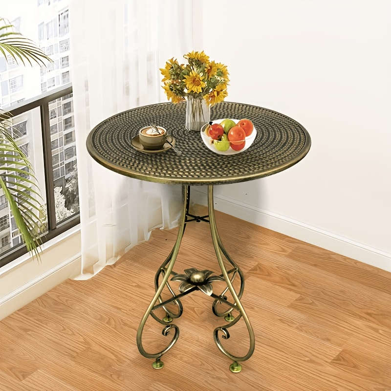 Image of 1pc Luxury Antique Bronze Coffee Table, Mid-century Creative Vintage Corner Table, Modern Minimalist Living Room Industrial Table