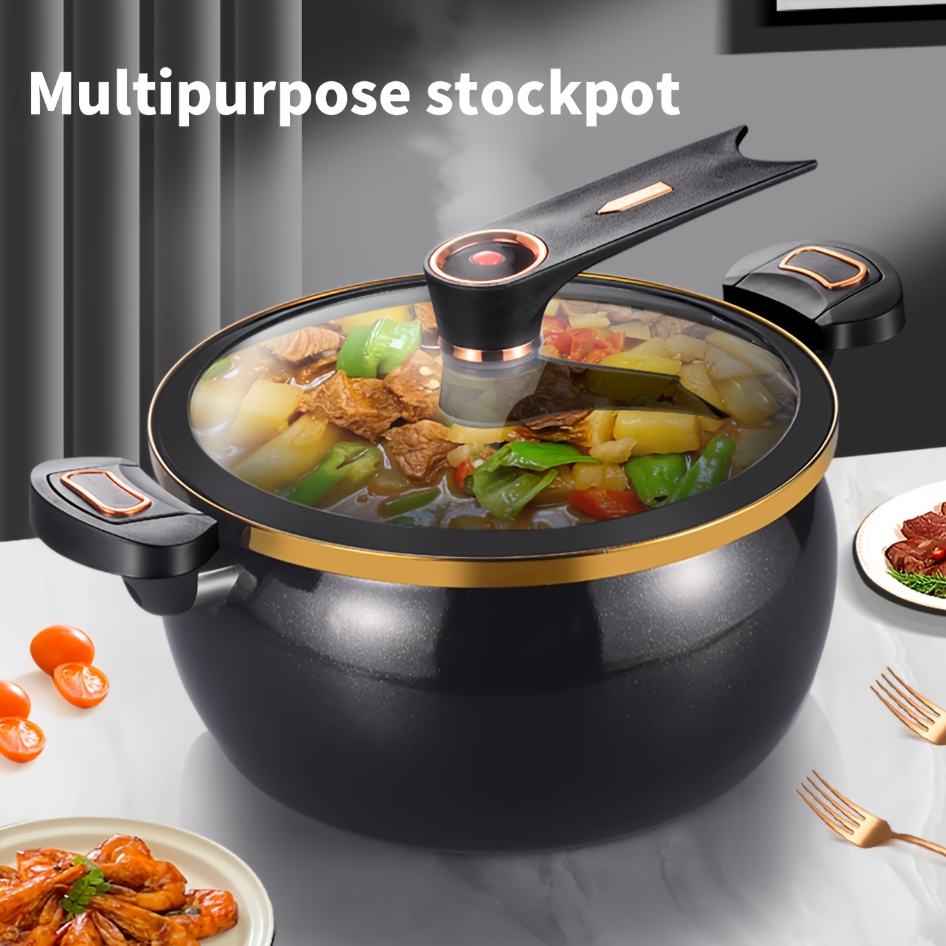 8 45qt high capacity non stick   featuring a twist lock handle durable ceramic build suitable for induction and for gas stoves ideal for home and restaurant use cooking pots Product details 4