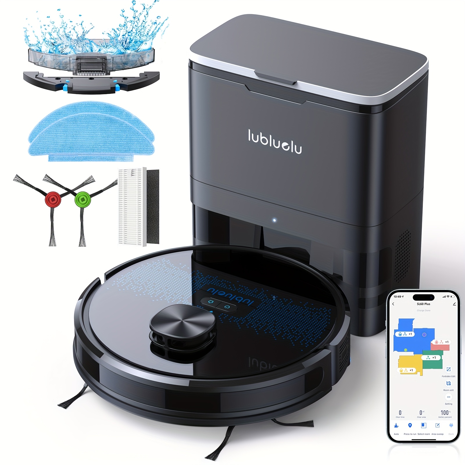 aspirador robô     plus com esvaziamento automático, mãos-livres por até 60 dias, aspirador e esfregão robô 4000pa combo com wi-fi/app/alexa, autocarregamento, aspirador robótico 3   para pelo de animal, piso rígido e carpete, presentes de   e halloween