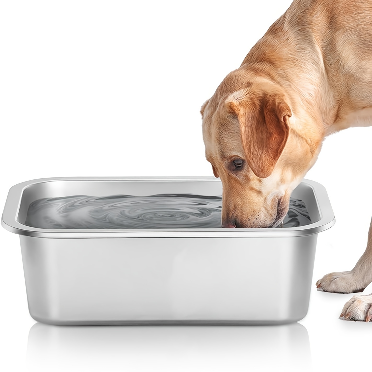 TEMU Gamelle pour chien en acier inoxydable de grande capacité, gamelle pour animaux de compagnie pour l'alimentation et l'abreuvement, facile à