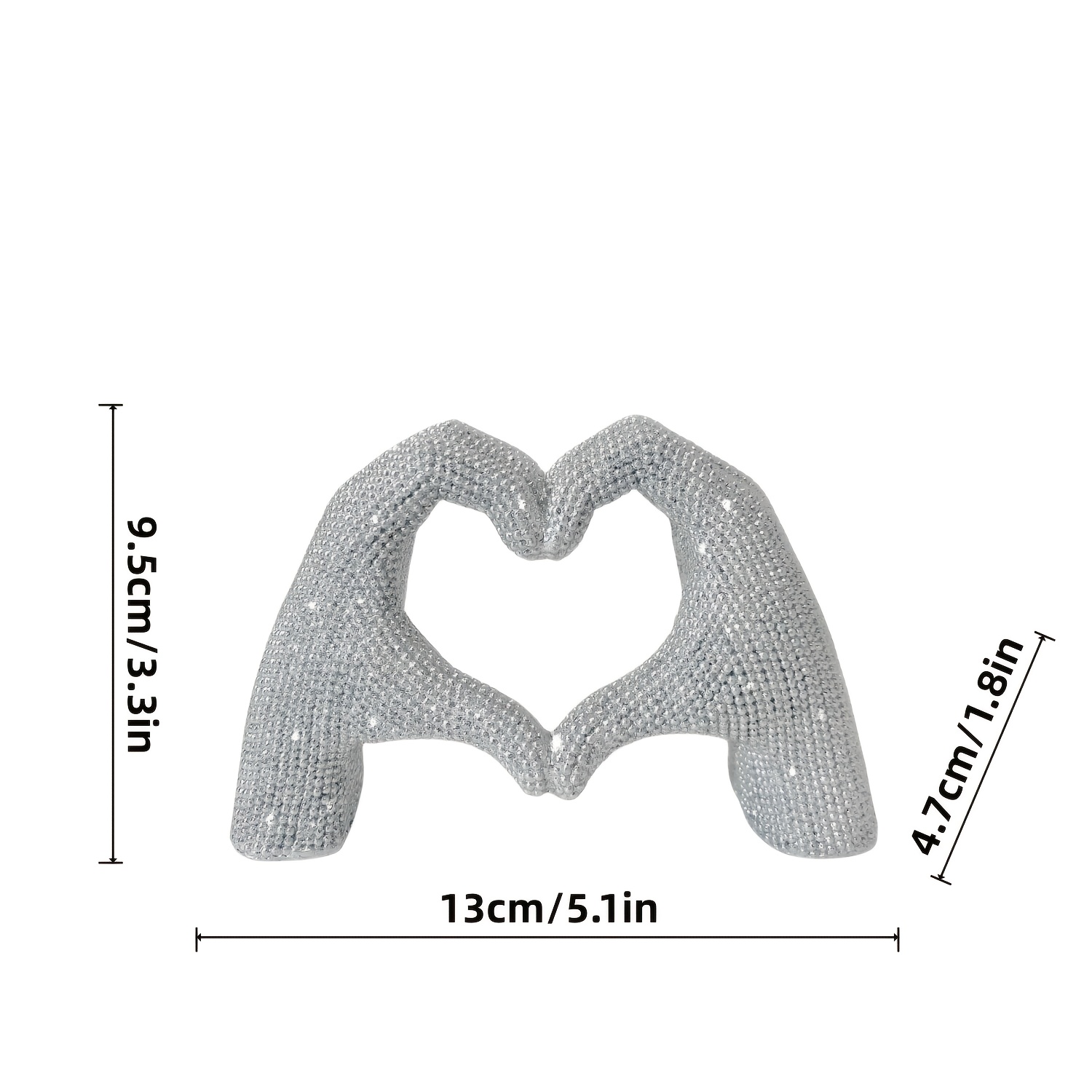 Image of 1pc Elegant Beaded Heart Hand Sculpture, With Sparkling Bead Sequined Resin Craft, Suitable For Room, Office Desk, Elegant Resin , Best Gift For Valentine's Day, Birthday