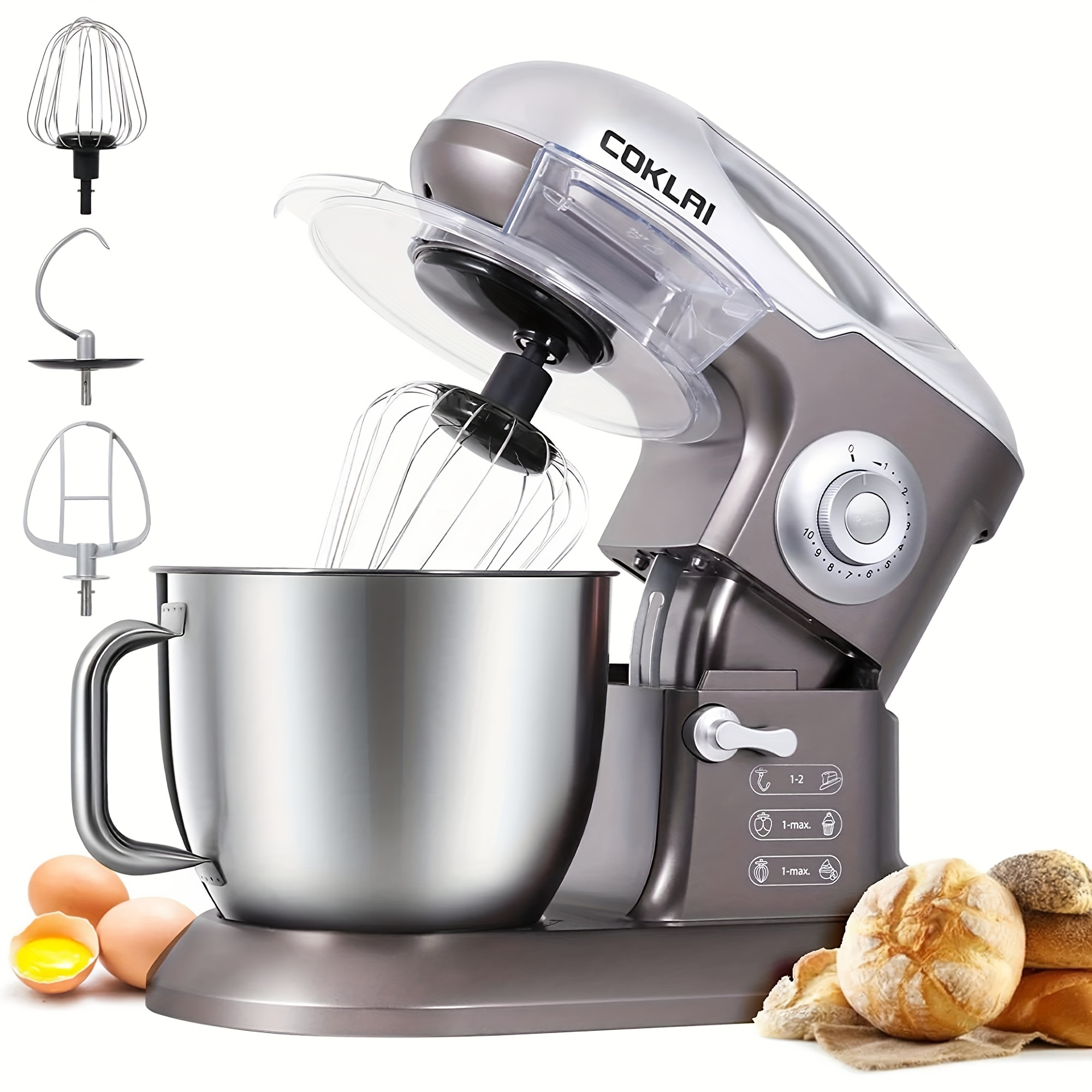 TEMU Stand Mixer, 10-speed 660w Electric Kitchen Mixer With 7.3qt Stainless Steel Bowl, Tilt-head Food Mixer With Dough Hook, Beater, Whisk & Splash