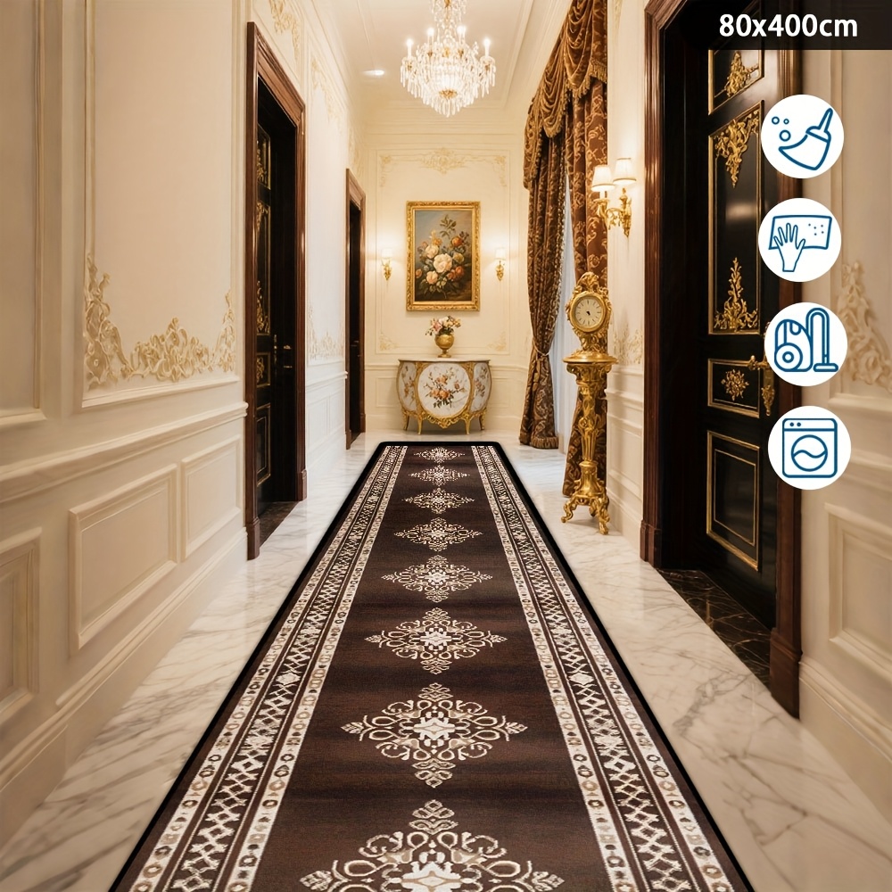 TEMU 1pc, Exquisite Persian Pattern Hotel Banquet Hall Runner Mat, High-quality Aisle Long Mat, Practical Staircase Entrance Area Mat, Machine