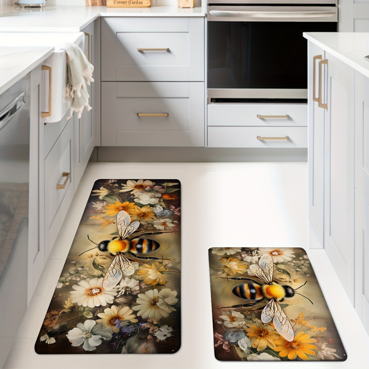 TEMU Tapis de Cuisine Antidérapants à Thème d', Tapis de Salle de Bain Durables, Tapis de Course Confortables , , l'Évier, - Polyester Lavable en