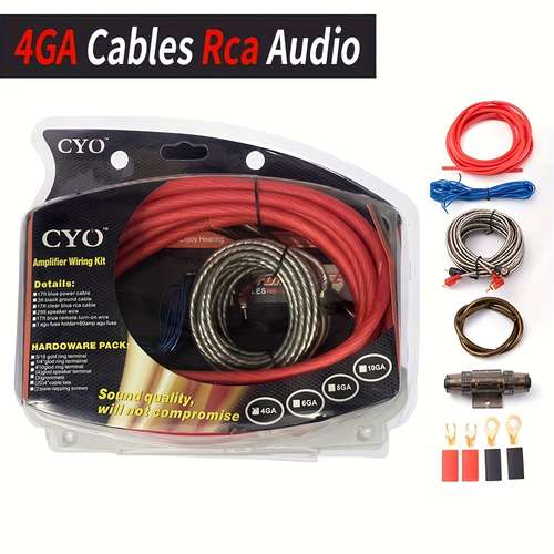 Miniduino 8 Gauge 1500W Car Audio Amplifier Wiring Kit – RCA Cables & Subwoofer Wire, 4.5m/5m