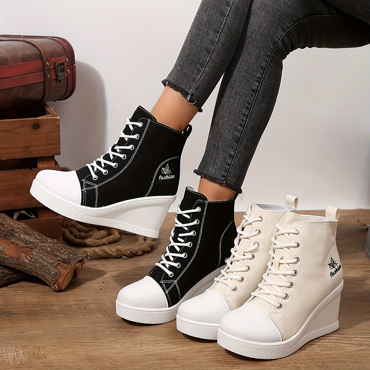 High heel high top sneakers on sale