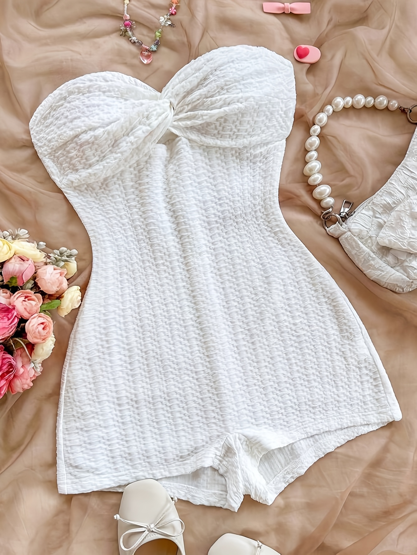 women's sexy strapless sleeveless jumpsuit solid color Temu Malaysia