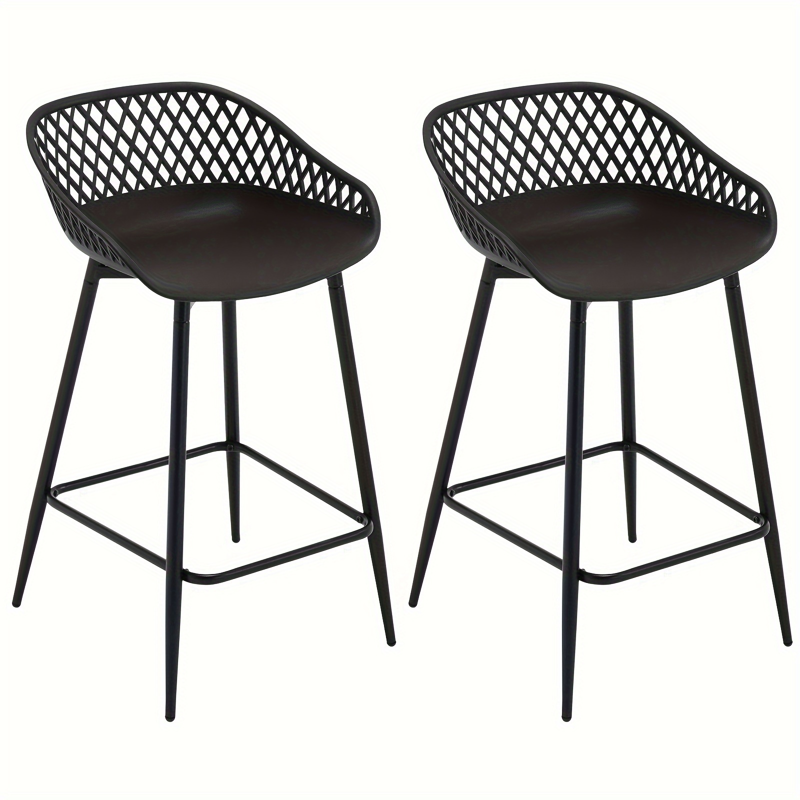 Image of 2pcs With Hollow Backrest, Wide Seat With Footrest, Metal Footstool, Made Of Pp Plastic