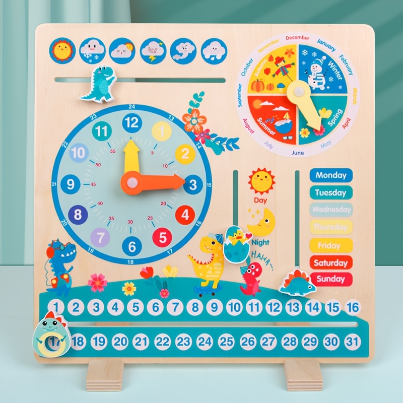 Calendar Clock Puzzle Board, Clock Recognition Multifunctional Teaching Aid Kindergarten Toy