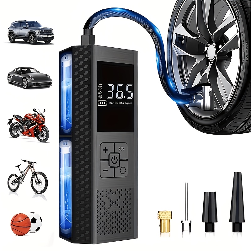 TEMU [portable Usb Rechargeable] 150psi Portable Air Compressor With Tire Pressure Gauge And Led Display - 3x Faster Tire Inflator, Usb-powered,